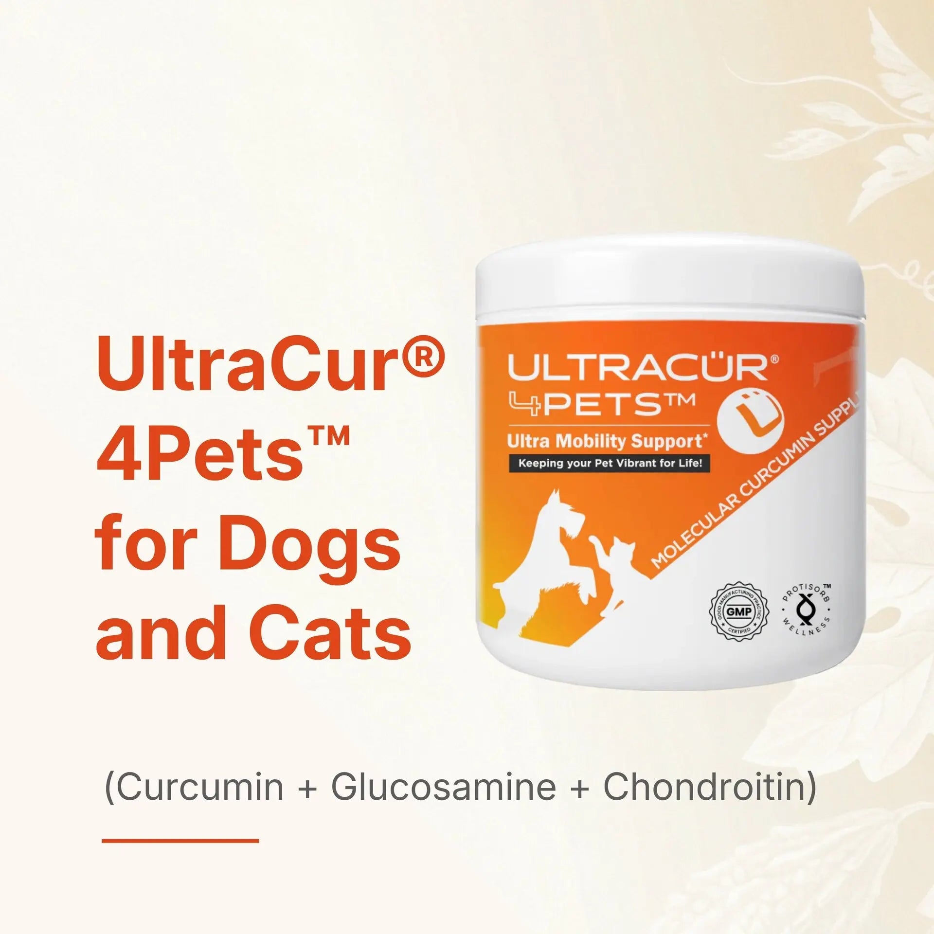 UltraCur® 4Pets™ for Dogs and Cats (Curcumin + Glucosamine + Chondroitin) Ultra Botanica