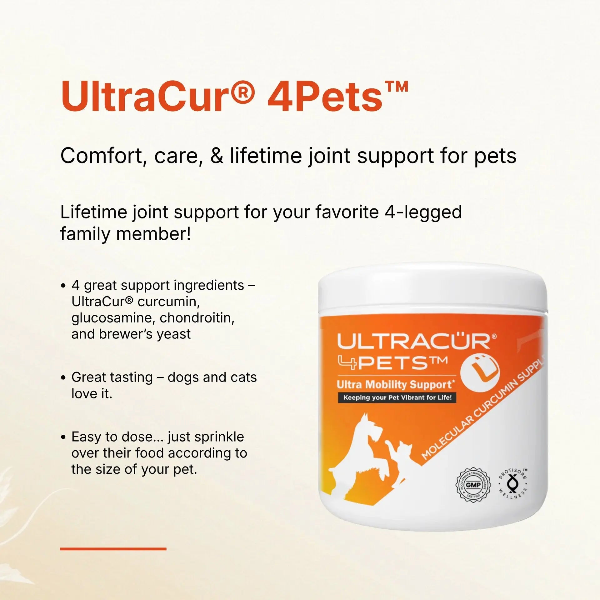 UltraCur® 4Pets™ for Dogs and Cats (Curcumin + Glucosamine + Chondroitin) Ultra Botanica