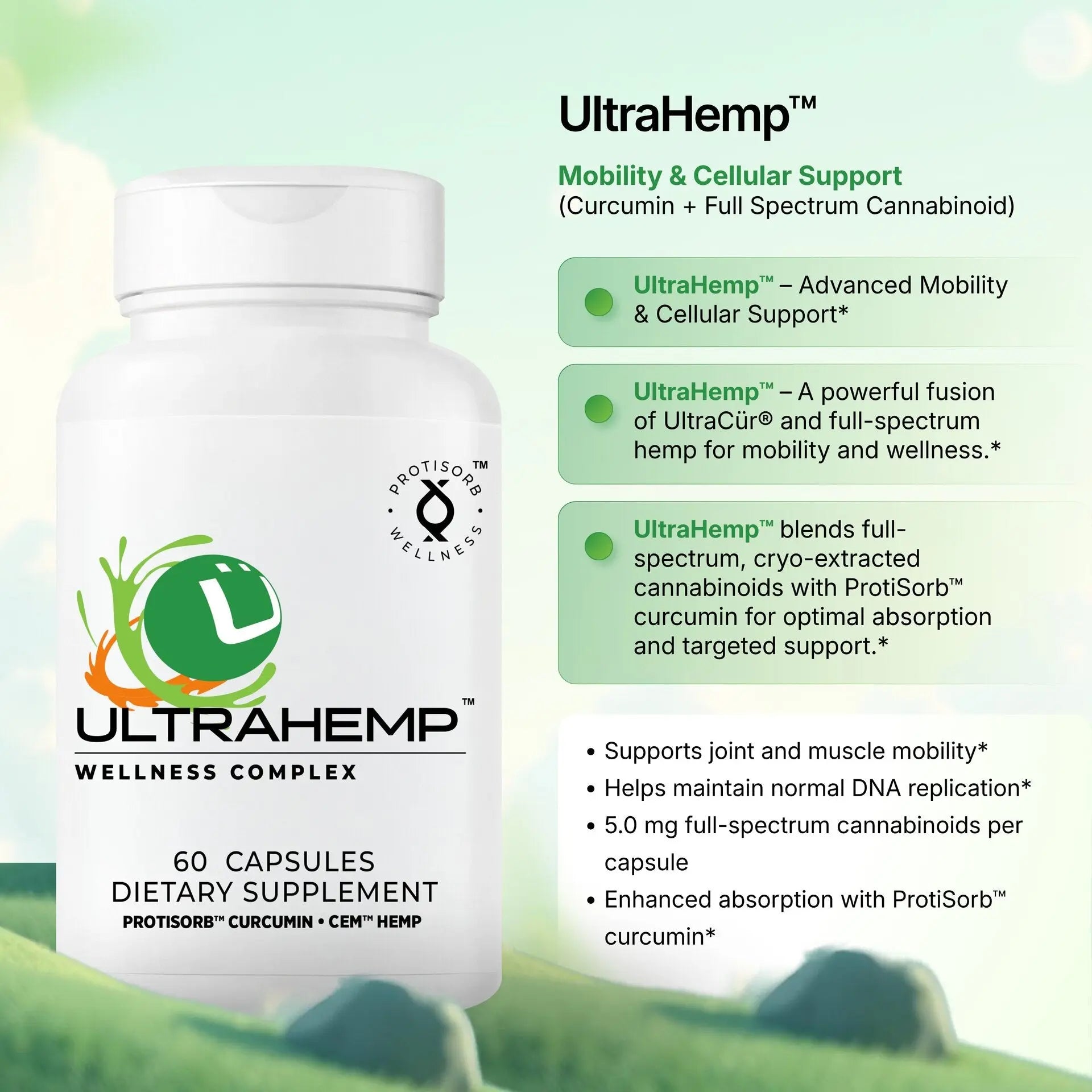 UltraHemp™ Mobility & Cellular Support (Curcumin + Full Spectrum Cannabinoid) Ultra Botanica