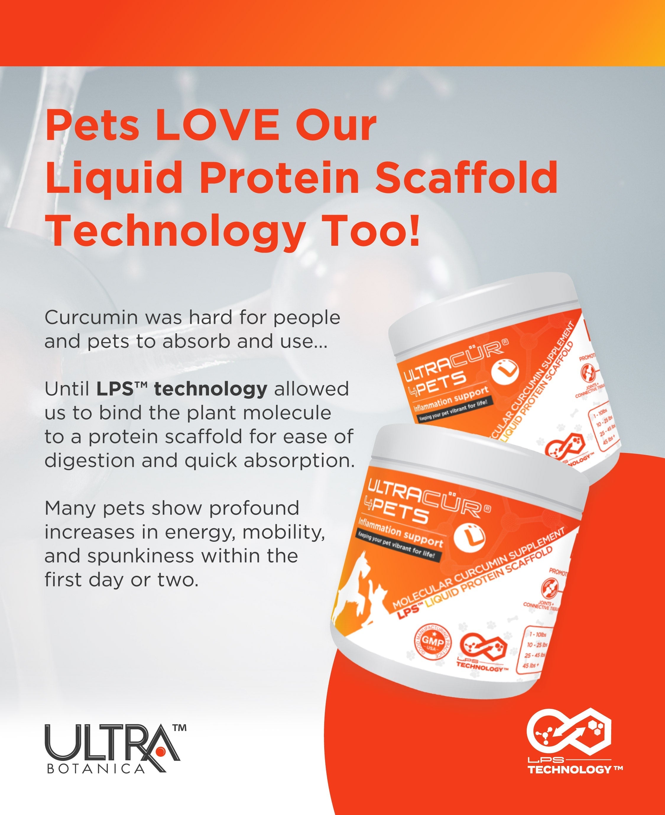 UltraCur® 4Pets™ for Dogs and Cats (Curcumin + Glucosamine + Chondroitin) Ultra Botanica