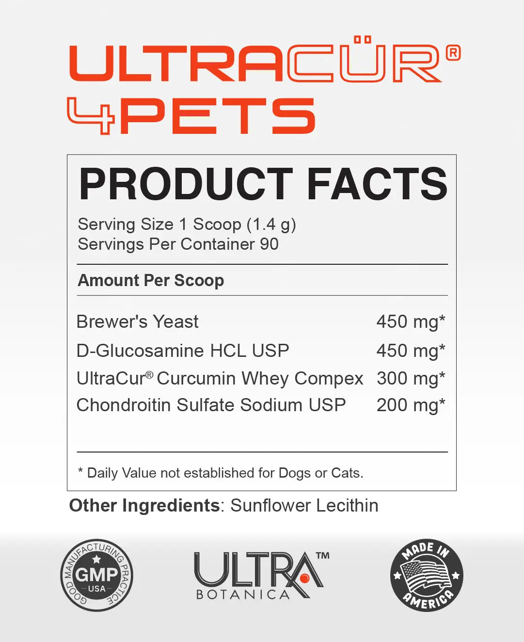 UltraCur® 4Pets™ for Dogs and Cats (Curcumin + Glucosamine + Chondroitin) Ultra Botanica