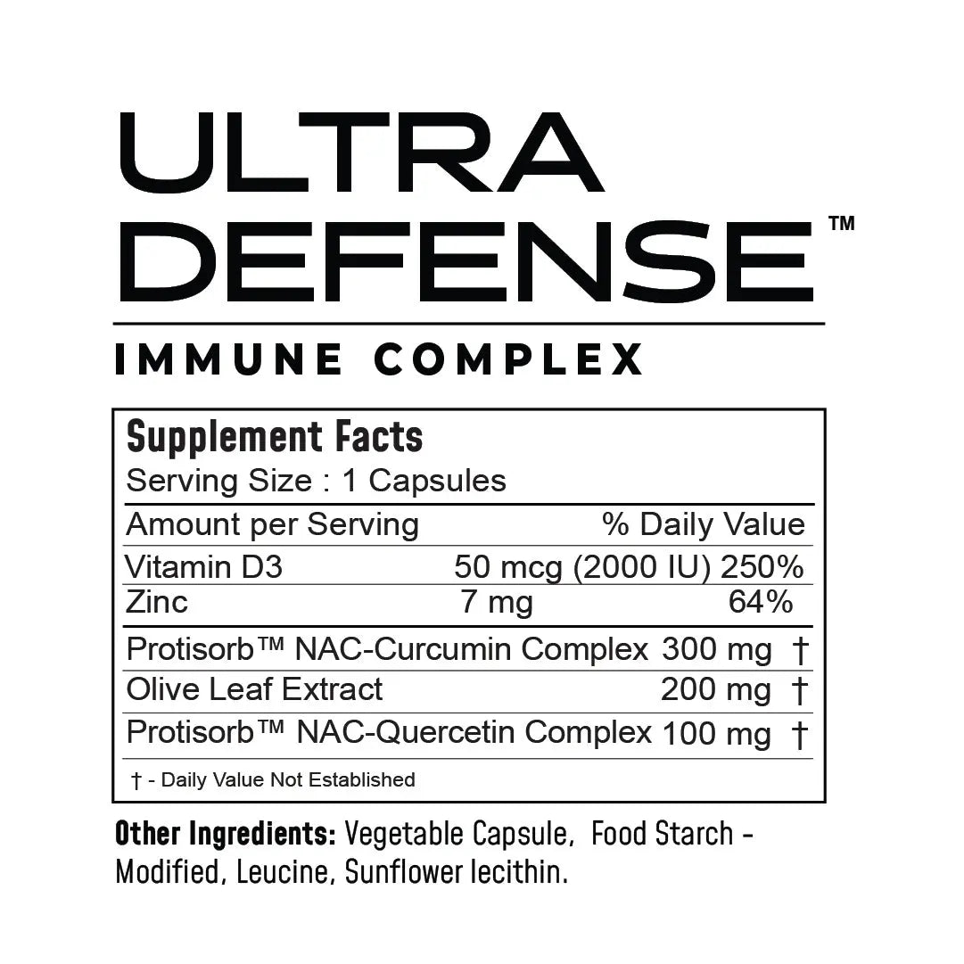 UltraDefense™ Immune Support (Curcumin + NAC + Olive Leaf Extract + Vitamin D3 + Zinc + Quercetin) Ultra Botanica